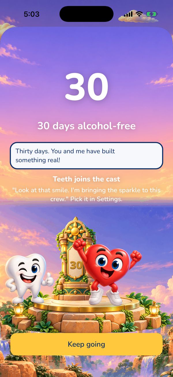30 days alcohol-free: Heart on the podium, with Teeth joining the cast